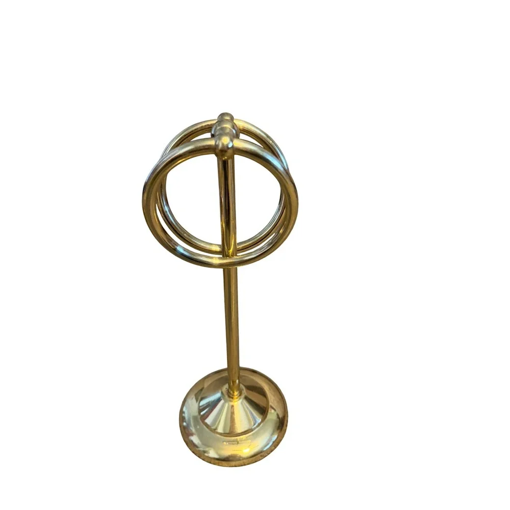 Vintage Brass Countertop Fingertip Towel Holder Double Ring Guest Towel Stand